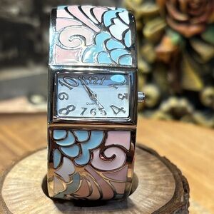 Bangle watch with lovely pastel enameling